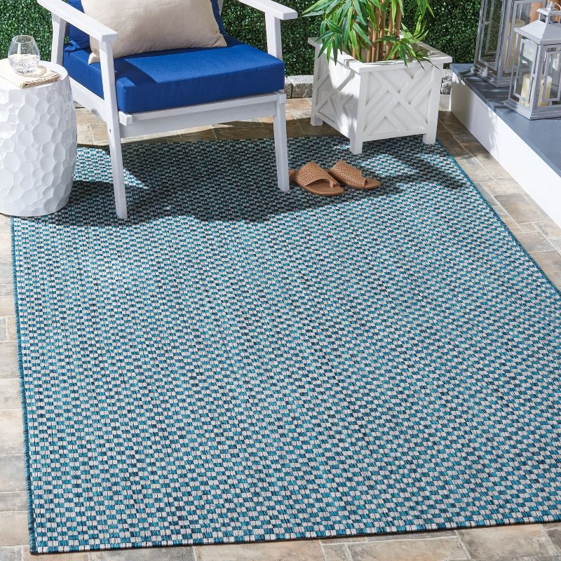 Courtyard CY8653 Power Loomed Indoor and Outdoor Area Rug - Turquoise/Light Grey - 5'3"x7'7" - Safavieh