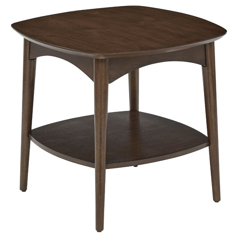 Copenhagen Accent Table Walnut - OSP Home Furnishings: Mid-Century 2-Tiered, Square, Wood Construction