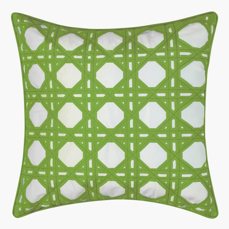 Embroidered Geometric Rattan Throw Pillow 20x20, Weather-Resistant, Zipper - Edie@Home