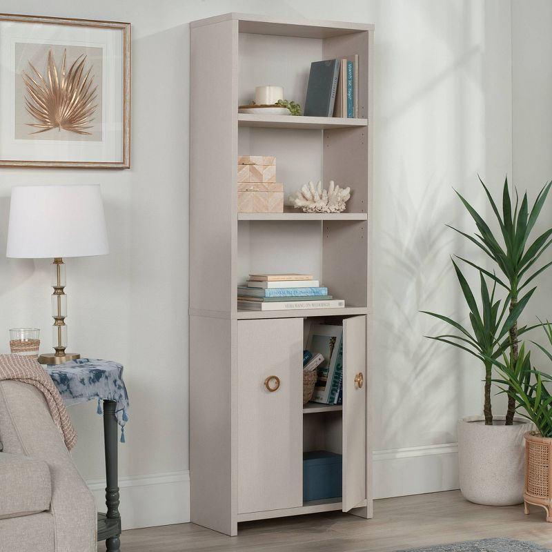 Sauder 70" 5 Shelf Grand Coast Bookcase with Doors Dove Linen