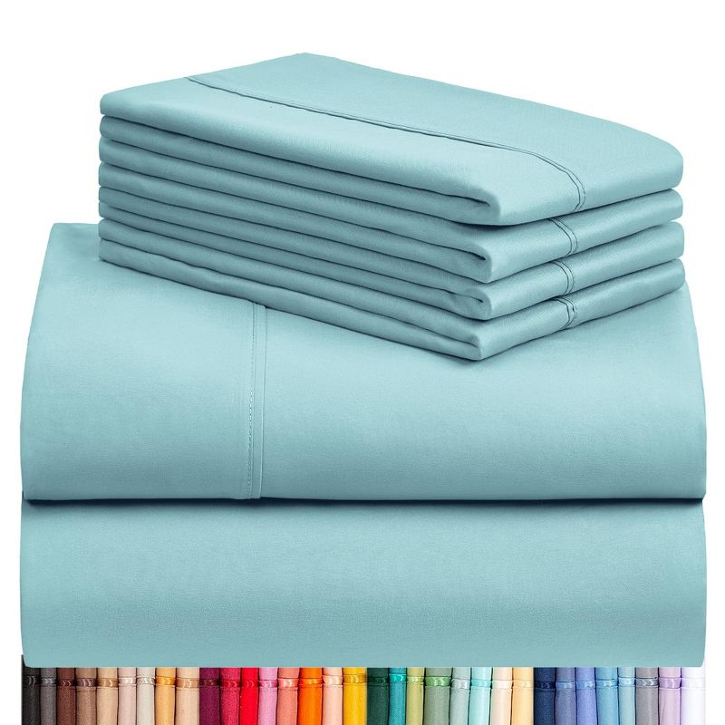 LuxClub 4 PC Aqua Full Silky Soft Cooling Deep Pocket Performance Sheet Set