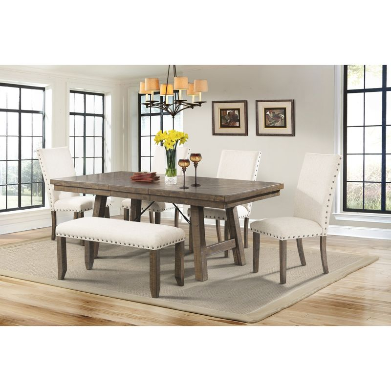 Dex 6pc Extendable Dining Table Set: Smokey Finish, Turnbuckle Detail - Picket House Furnishings