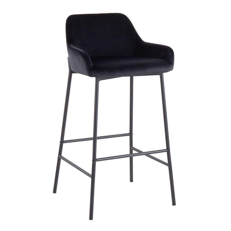 Set of 2 Daniella Metal/Velvet Barstools Black - LumiSource: Upholstered, 30" Fixed Height, Foam Padded