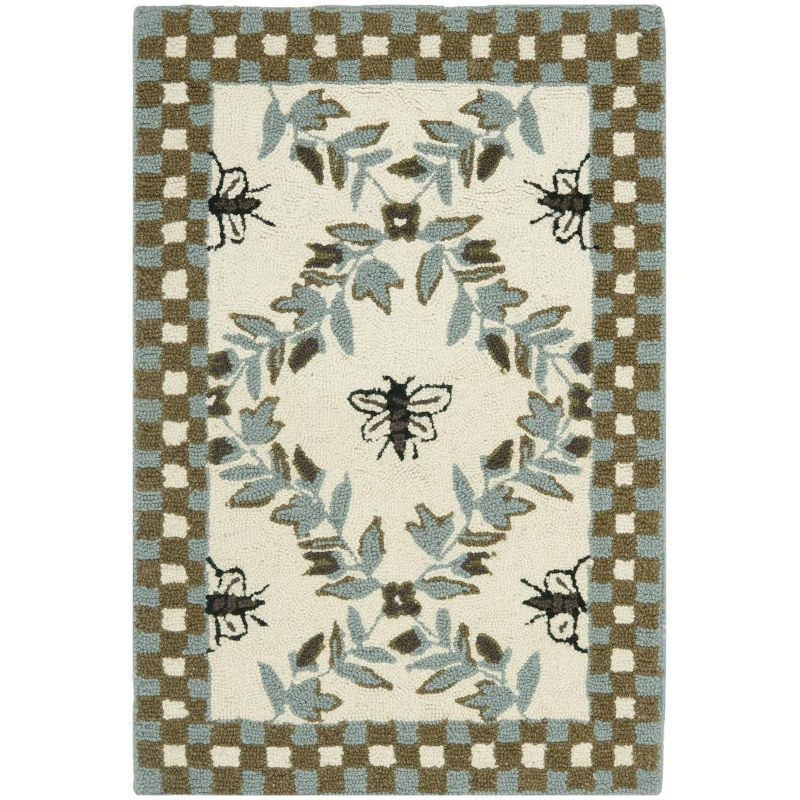 Chelsea HK55 Hand Hooked Accent Rug - Ivory/Light Blue - 1'8"x2'6" - Safavieh.