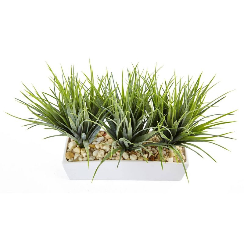 Nearly Natural 12-in Vanilla Grass in Rectangular Planter