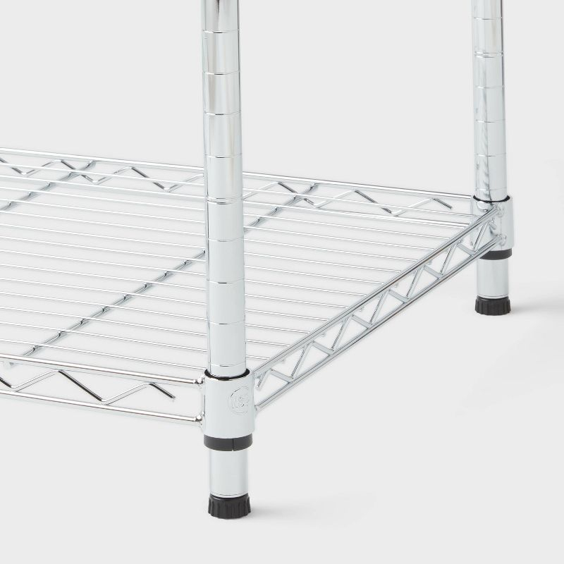 4 Tier Wide Wire Shelving Chrome - Brightroom™: Steel Utility Storage, Adjustable Feet & Shelves, 350 lb Capacity
