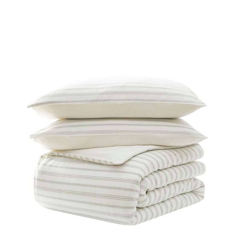 Blue Loom 3pc Full/Queen Saylor Duvet Set Ivory/Gray: Bedding, Non-Woven, Machine Washable