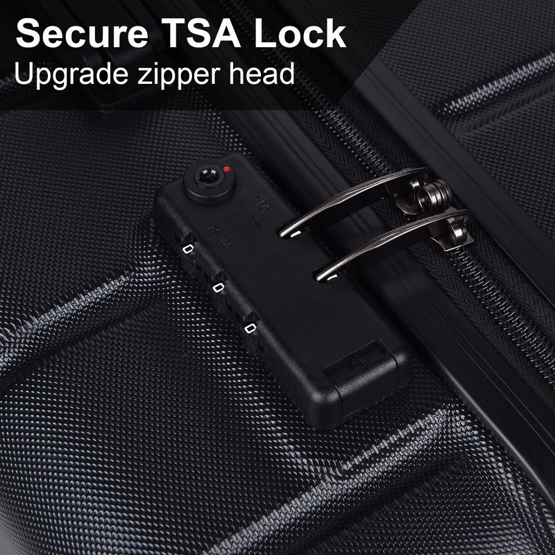 Luggage Set of 3, Suitcases with Spinner Wheels Hardside Expandable Luggage Suitcase Set with TSA Lock for Travel-Black