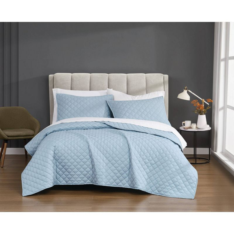 Cannon 3pc Full/Queen Percale Quilt Set Light Blue