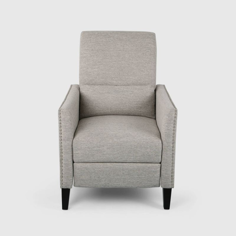 Alscot Contemporary Push Back Recliner Light Gray - Christopher Knight Home: Nailhead Trim, Polyester Upholstery