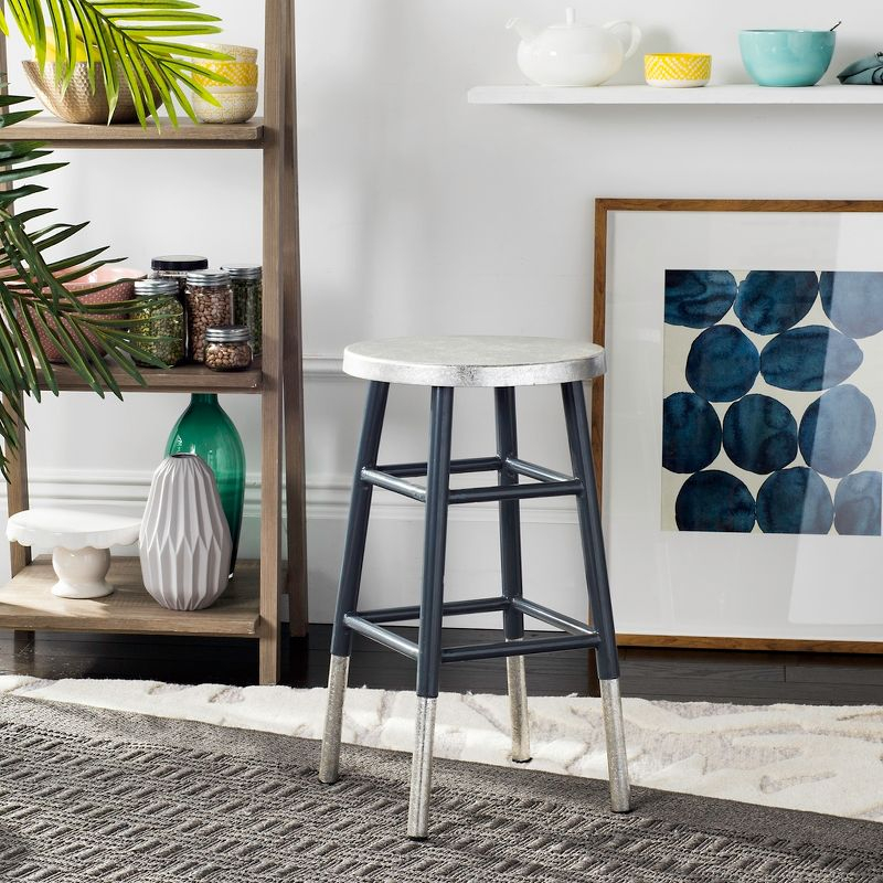 Kenzie Silver Dipped Counter Stool - FOX3211 - Grey/Silver - Safavieh Couture