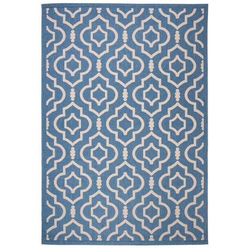 Courtyard CY6926 Power Loomed Indoor and Outdoor Area Rug - Blue/Beige - 5'3"x7'7" - Safavieh