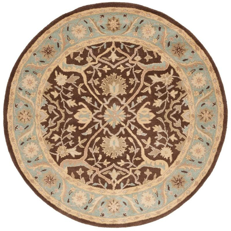 Antiquity AT14 Hand Tufted Indoor Area Rug - Brown/Green - 3'6" Round - Safavieh