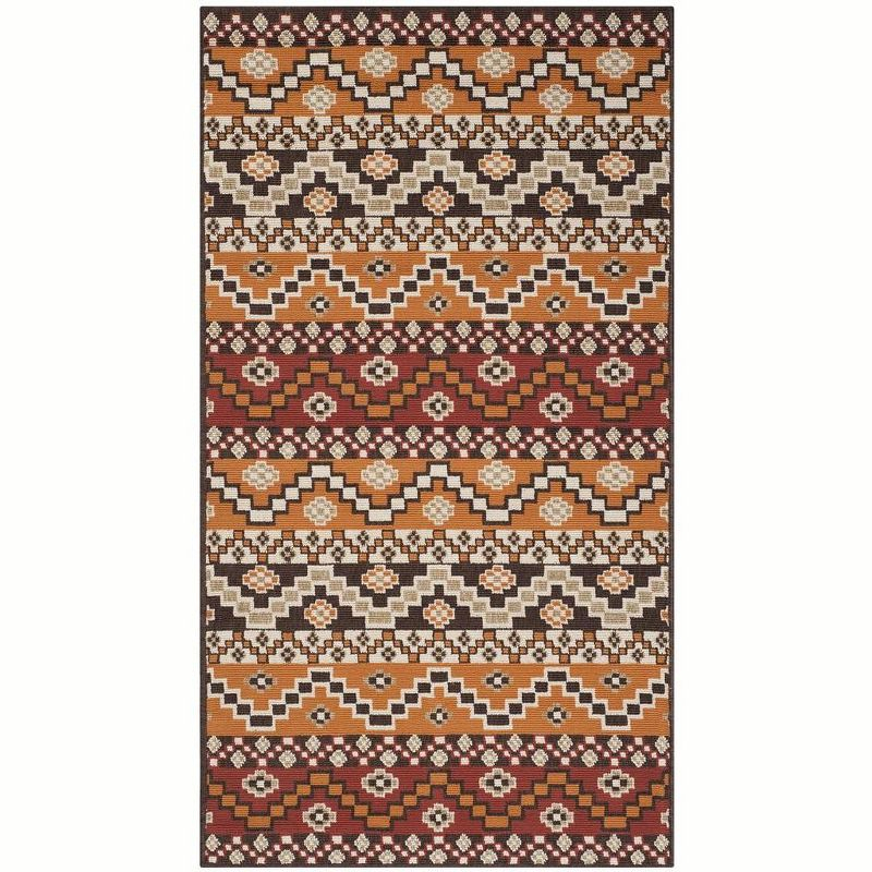 Veranda VER095 Power Loomed Indoor and Outdoor Accent Rug - Red/Chocolate - 2'7"x5' - Safavieh.