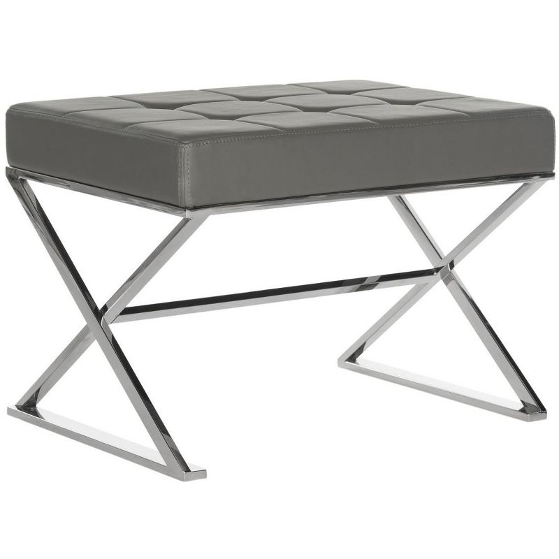 Micha Ottoman - Grey/Chrome - Safavieh