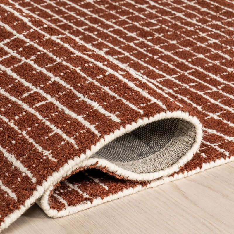 Nuloom Melrose Checked Wool Area Rug, 9' x 12', Chestnut