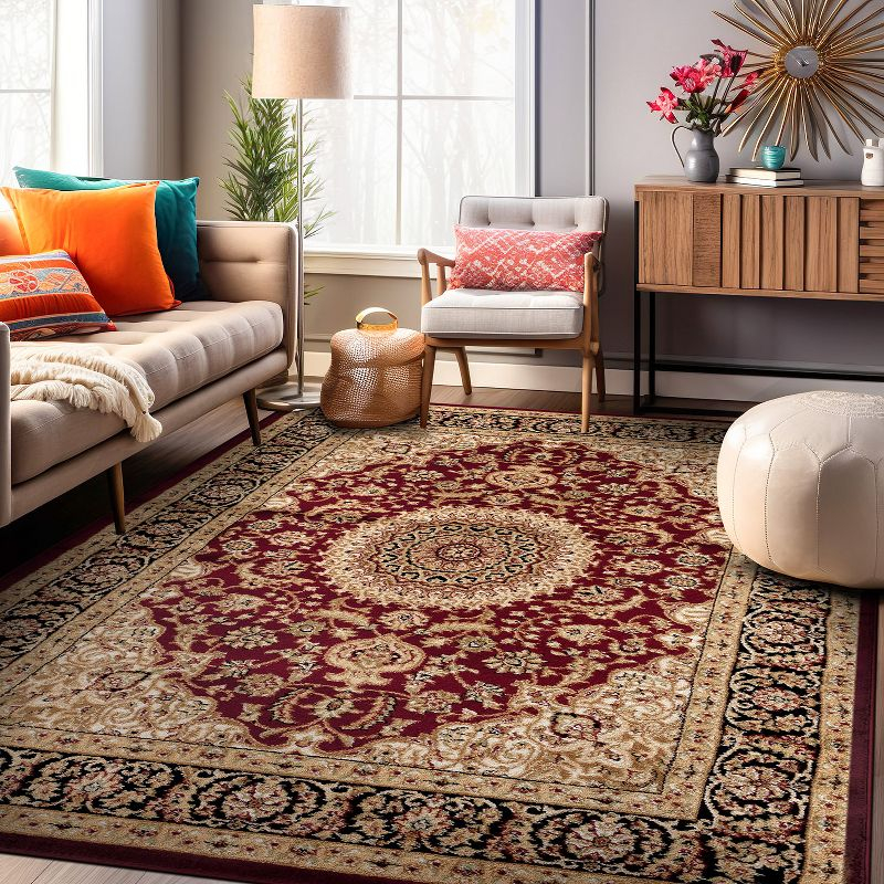 World Rug Gallery Traditional Oriental Medallion Area Rug - Burgundy 7'10" x 10'2"