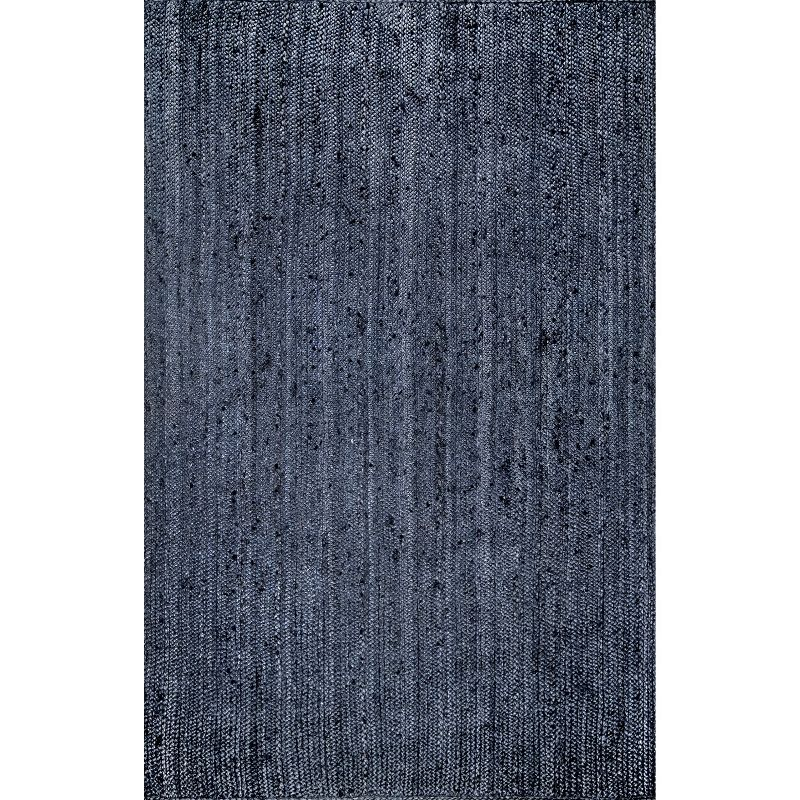 Nuloom 2x3 Rigo Jute Hand Woven Indoor Area Rug, Navy, Solid Farmhouse Design, Natural Fiber Bedroom, Living Room, Kitchen,