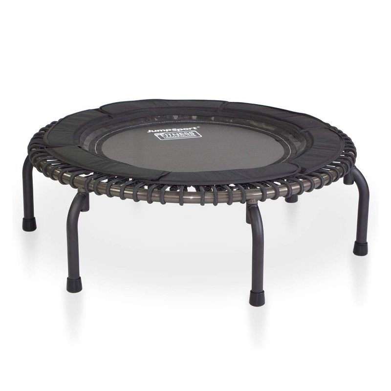 JumpSport 370 PRO Indoor Lightweight Heavy Duty 39-Inch Heavy Duty Fitness Trampoline with Handle Bar Accessory and Adjustable Tension Bungees, Black