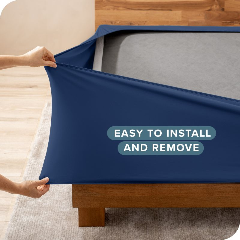 Dark Blue Twin Stretch Box Spring Cover - Wrap Around by Bare Home