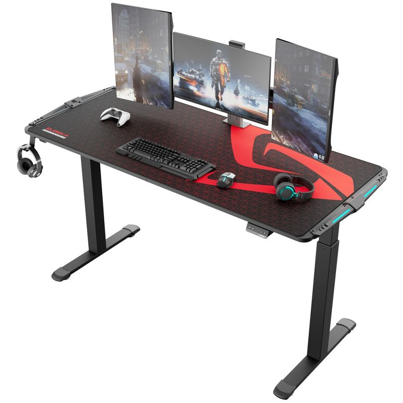 Gaming Standing Desk with RGB Lighting,65" W x 27.5" D x 29'' - 48.5" H