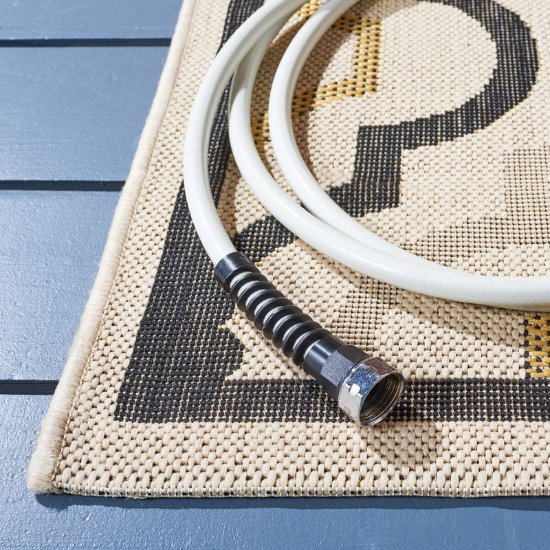 Courtyard CY7938 Power Loomed Indoor and Outdoor Accent Rug - Beige/Black - 2'7"x5' - Safavieh