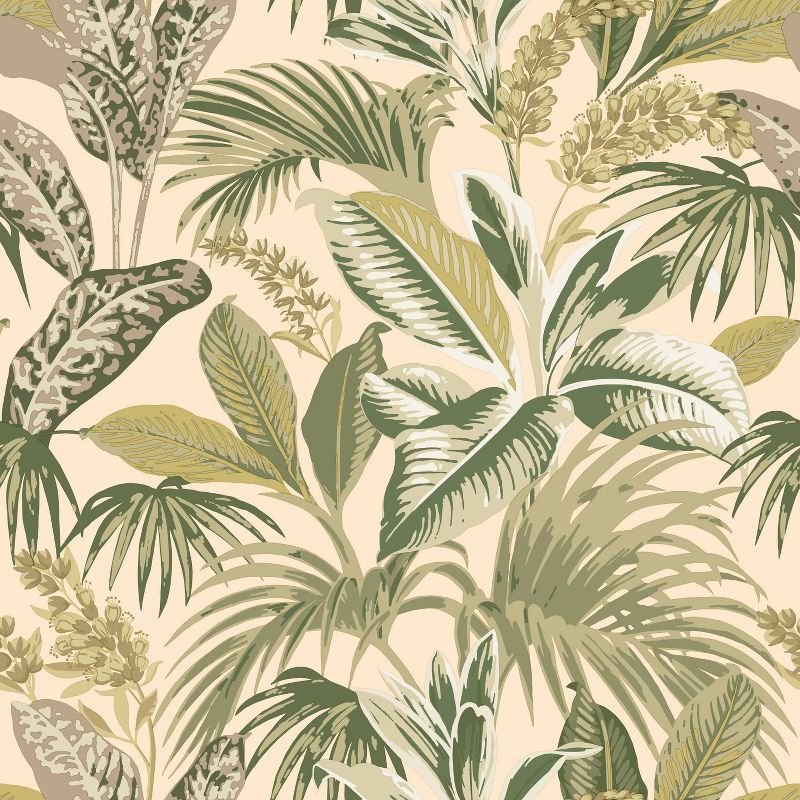 Tempaper & Co.® Havana Palm Removable Peel and Stick Wallpaper, Tropical Green, 28 sq. ft.: Vinyl Botanical Leaf Design