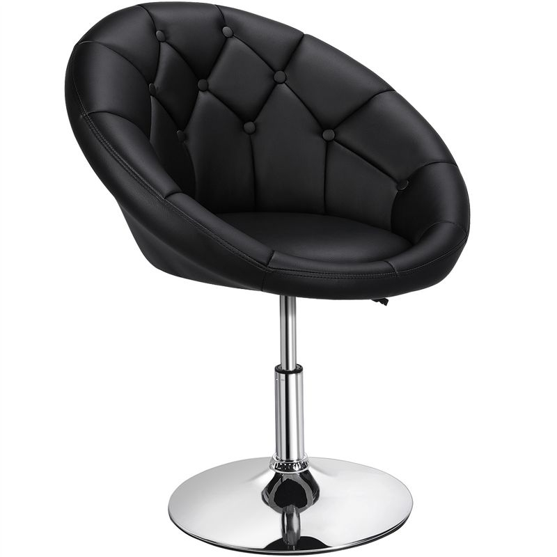 Yaheetech Height Adjustable Swivel Upholstered Round Accent Chair Barrel Chair-Black