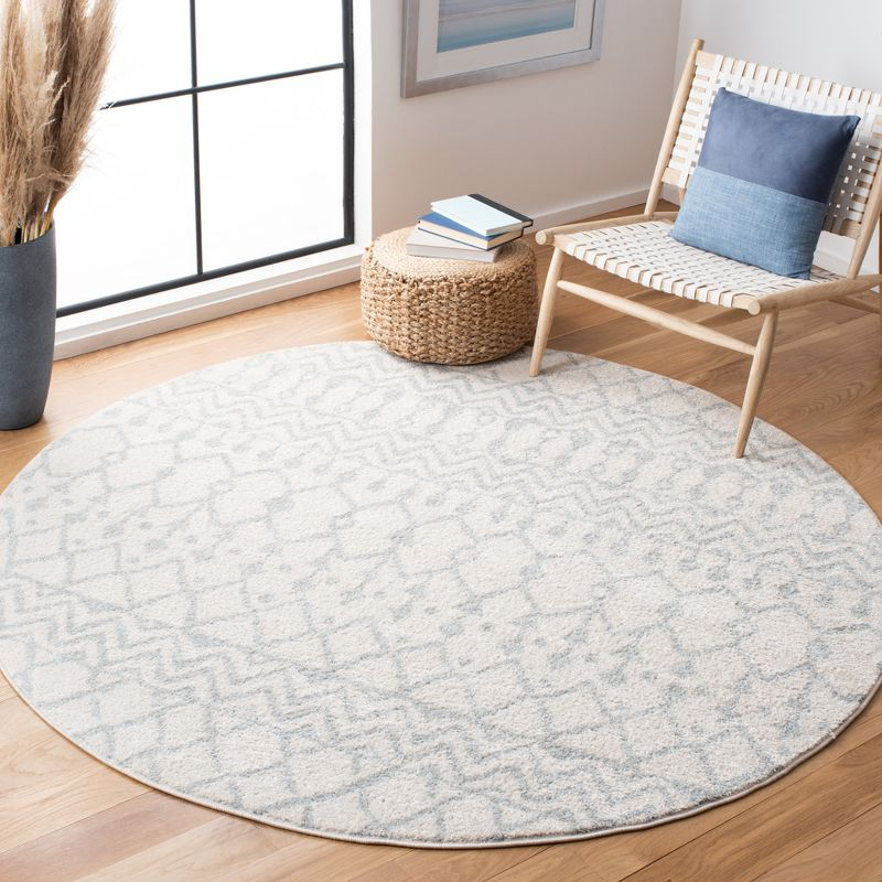 Tulum TUL270 Power Loomed Area Rug - Ivory/Light Grey - 3' round - Safavieh.