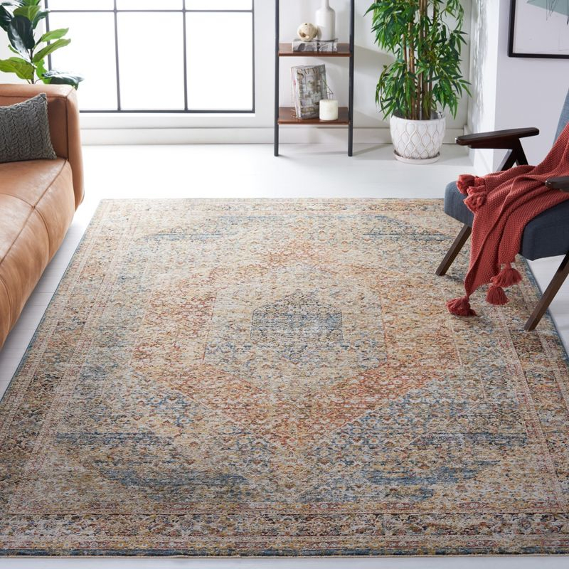 Silverado SVD106 Power Loomed Area Rug - Blue/Rust - 6'4"x6'4"Square - Safavieh.