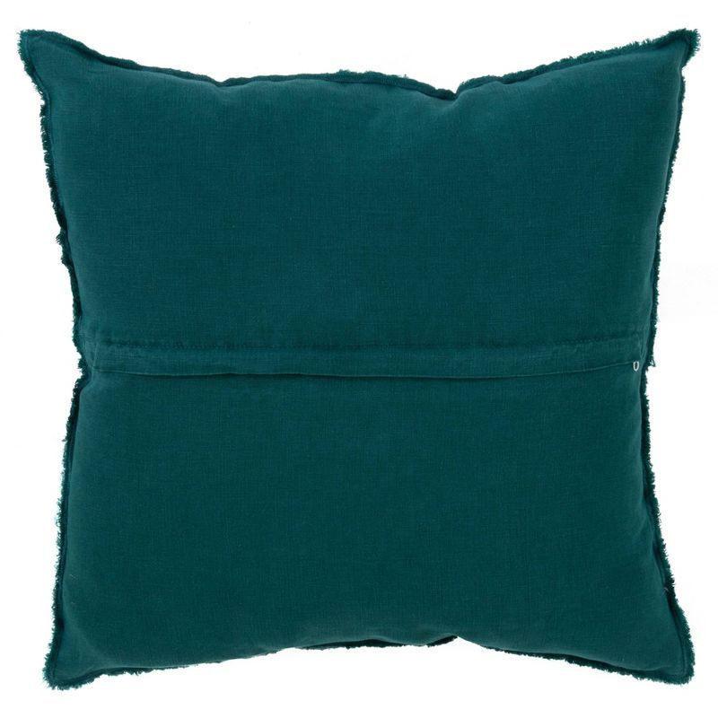 20"x20" Oversize Fringed Linen Throw Pillow with Duck Feather Fill, Zipper Closure - Saro Lifestyle