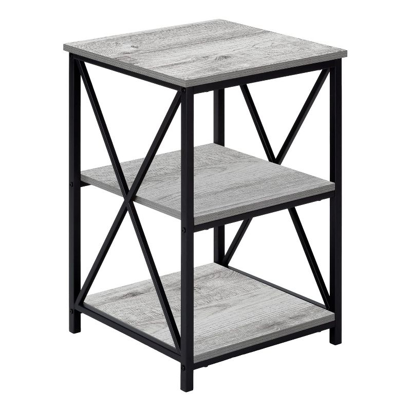 Monarch Specialties Accent Table Side End Nightstand Lamp Living Room Bedroom Metal Laminate Black Contemporary Modern