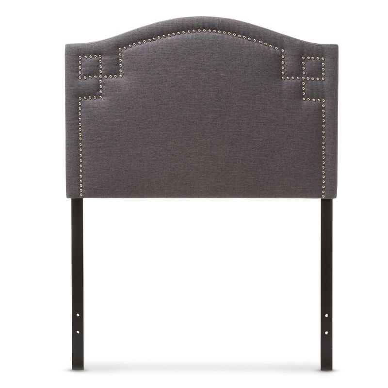 Twin Aubrey Modern And Contemporary Fabric Upholstered Headboard Dark Gray - Baxton Studio: Nailhead Detail, Rubberwood Frame