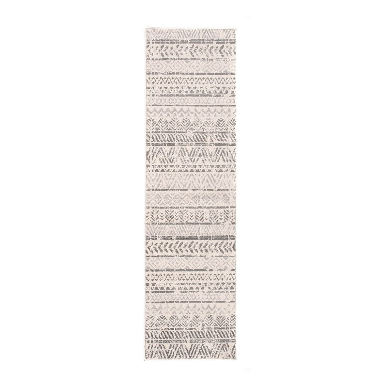 World Rug Gallery Geometric Distressed Bohemian Area Rug - Gray 2'7"x10'