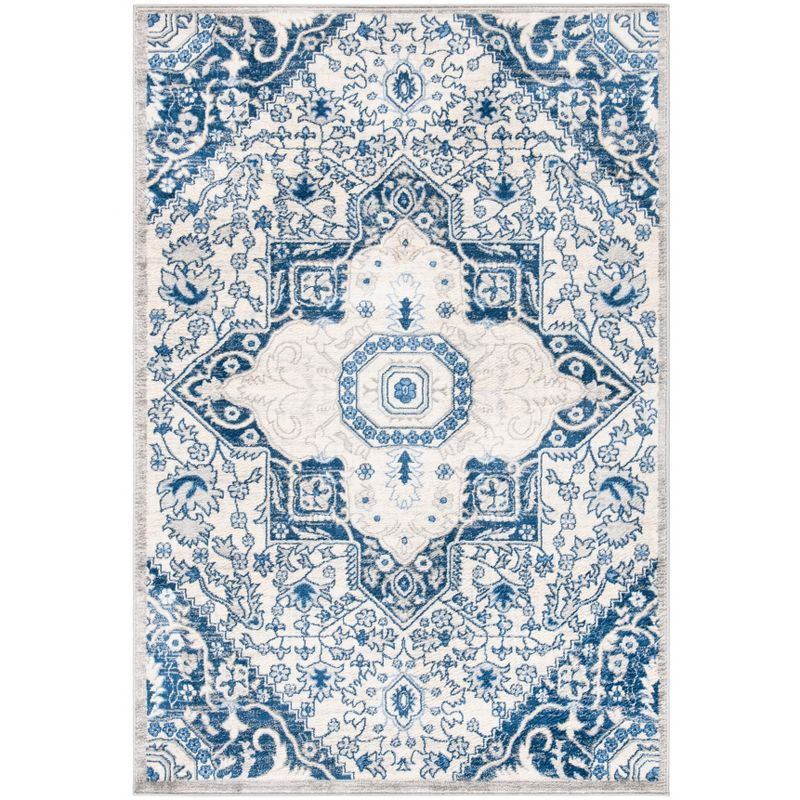 Brentwood BNT816 Power Loomed Indoor Area Rug - Cream/Blue - 4'x6' - Safavieh
