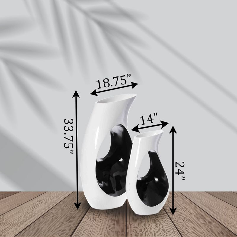 Uniquewise Tall Modern floor vase, White Unique Trumpet Floor Vase, Interior Decoration 24" Tall