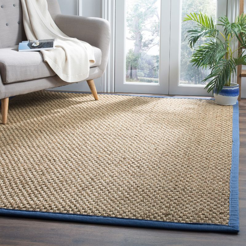 Natural Fiber NF114 Power Loomed Indoor Area Rug - Natural/Light Navy - 9'x12' - Safavieh