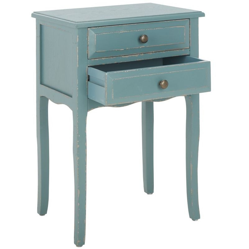 Lori End Table With Storage Drawers - AMH6576F - Pale Blue/White Smoke - Safavieh Couture