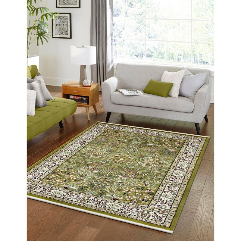 Unique Loom Narenj Collection Area Rug - Bristol (6' 1" x 9' Rectangle Green/Ivory)