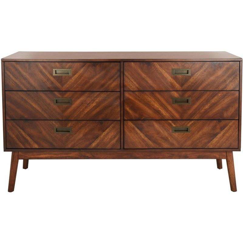 Donald 6 Drawer Mid-Centry Dresser - SFV2110 - Dark Walnut - Safavieh Couture