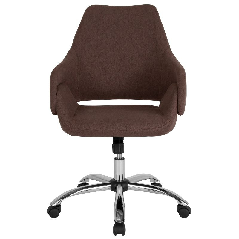 Flash Furniture Madrid Home and Office Upholstered Mid-Back Chair in Brown Fabric