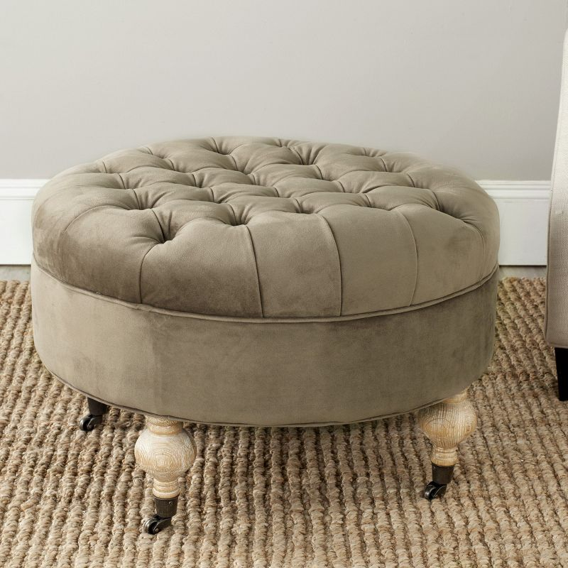 Clara Round Ottoman - MCR4601 - Mushroom - Safavieh