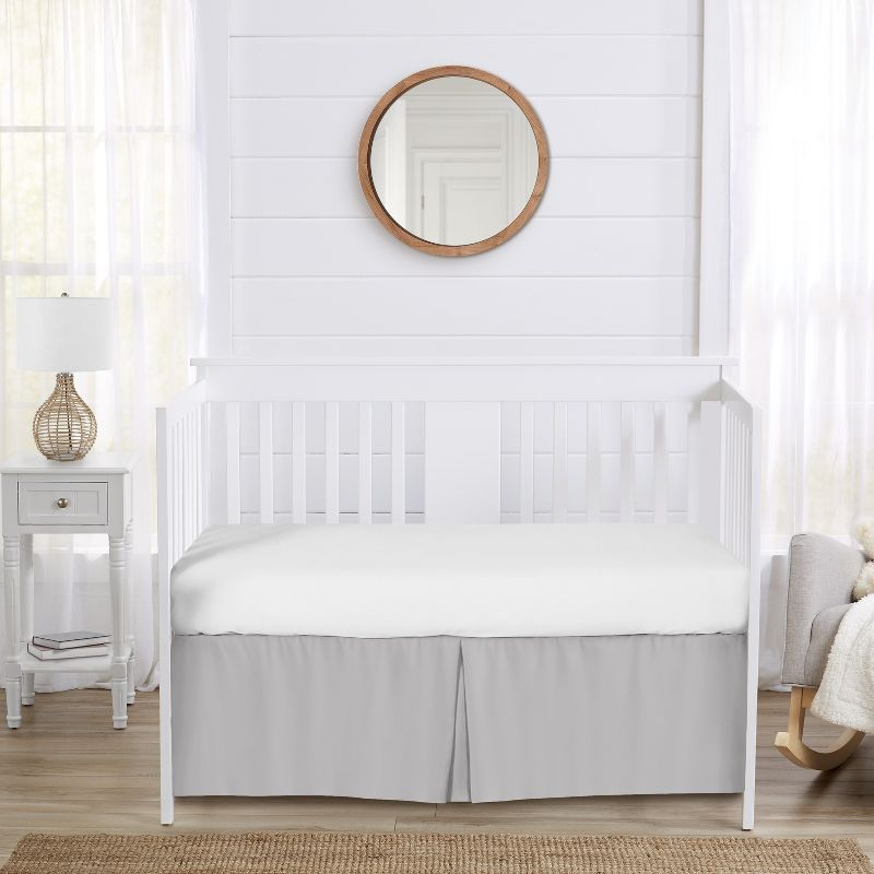 Sweet Jojo Designs Boy or Girl Gender Neutral Unisex Baby Crib Bed Skirt Collection Solid Grey