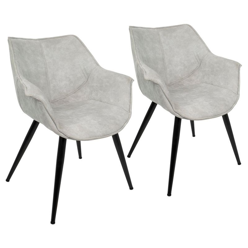 Set of 2 Wrangler Contemporary Accent Chair Light Gray - Lumisource: Suede-Like Upholstery, Metal Legs, Attached Cushions