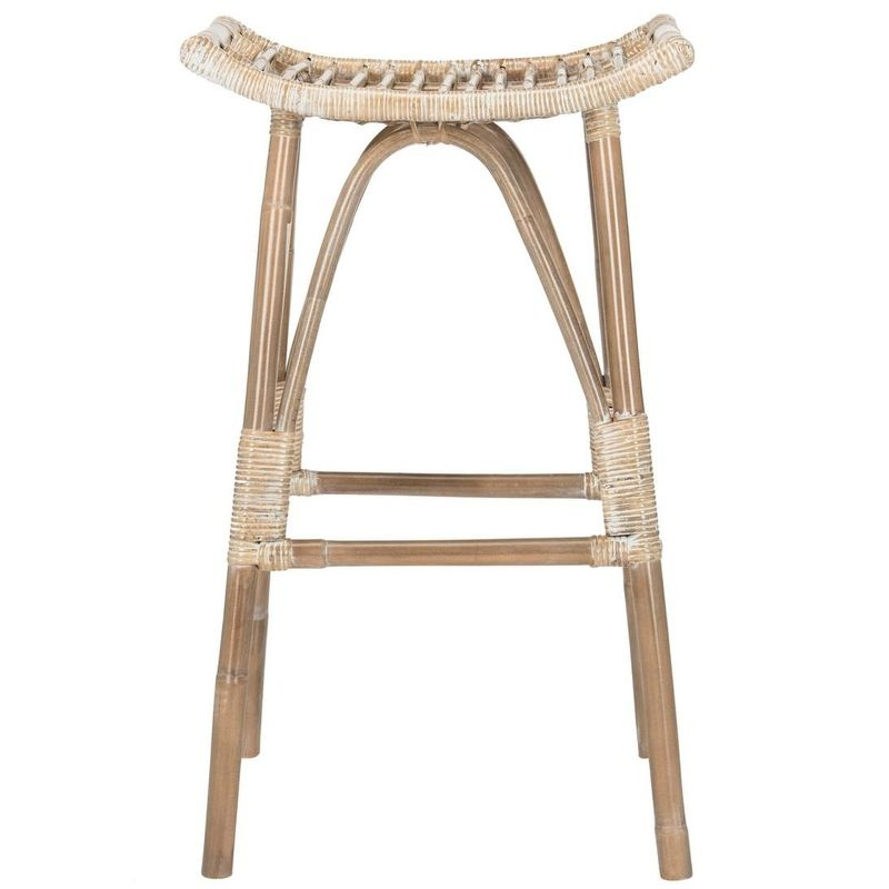 Leda Rattan Bar Stool - WIK6511 - White/Grey - Safavieh