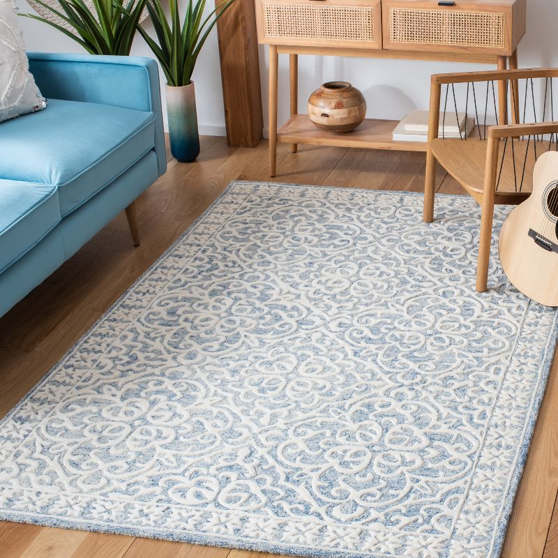 Metro MET857 Hand Tufted Indoor Area Rug - Blue/Ivory - 6'x6' - Safavieh