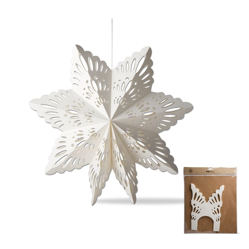 tagltd Snowflake Paper Hanging Decor Large Cord For Hanging Christmas Xmas Holiday Paper Ornament Home Decor