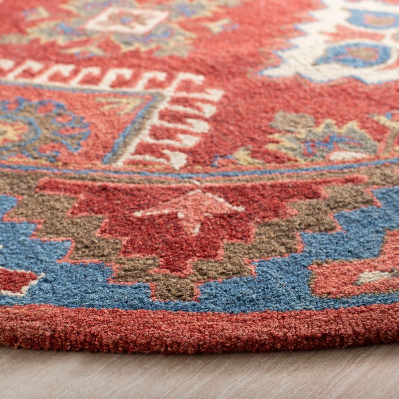 Aspen APN803 Hand Tufted Area Rug - Red/Blue - 7' X 7' Round - Safavieh.