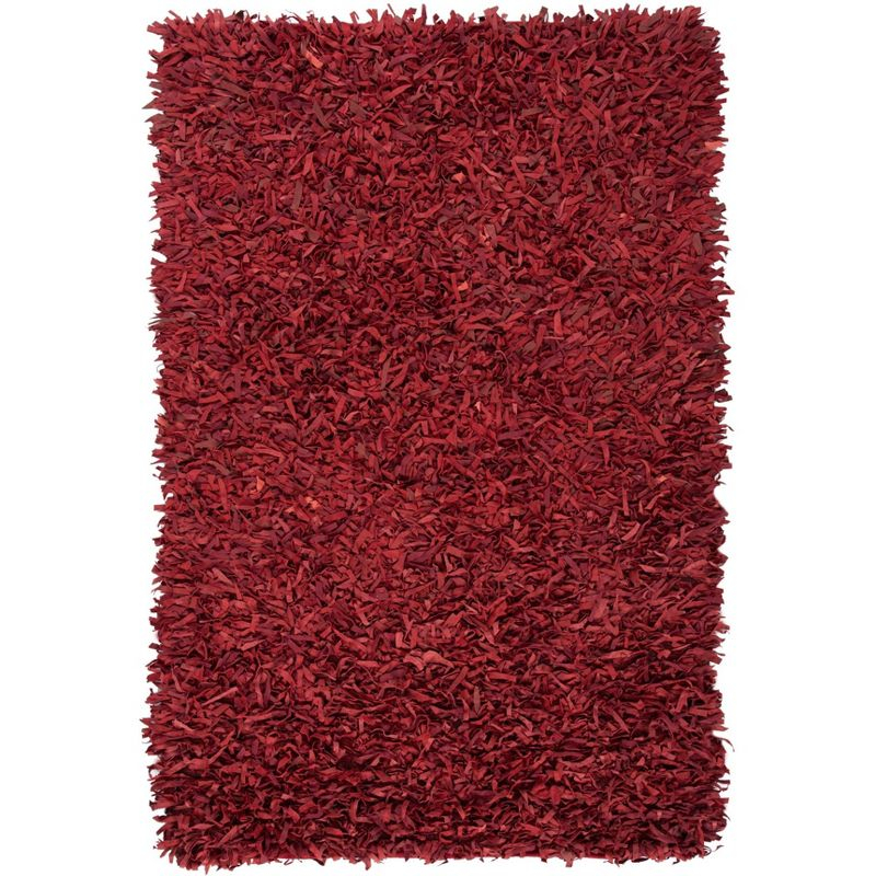 Leather Shag LSG601 Handwoven Area Rug - Red - 6'x9' - Safavieh