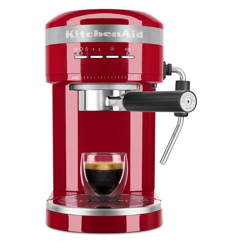 KitchenAid Semi-Automatic Espresso Machine - Empire Red: 15 Bars Pressure, 47oz Capacity, Dishwasher-Safe Parts